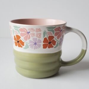 Pretty Floral White, Green, Pink Pastel Coffee Mug Cup